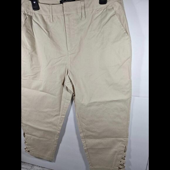 Chadwicks Capris pants Womens Size 10P Khaki Preppy Flat Front Zip 100% Cotton - Picture 3 of 12